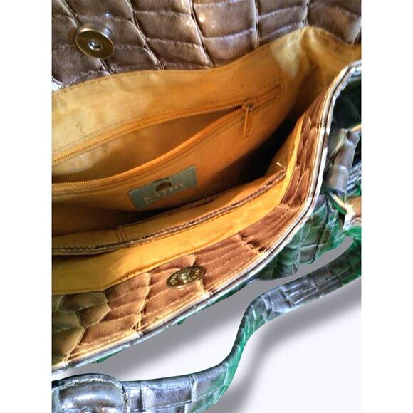 Kathy Van Zeeland Metallic Crocodile Embossed Shoulder Bag with Charm - Picture 5 of 5